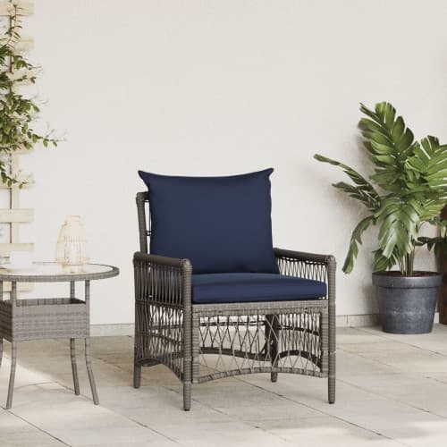 Trädgårdstol med Kuddar Grå 60x70x78 cm Poly Rattan