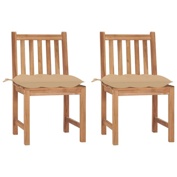 Trädgårdsstolar 2 st med dynor massiv teak