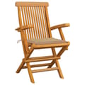 Miniatyrbild 2 av 2: Trädgårdsstolar med beige dynor 4 st massiv teak