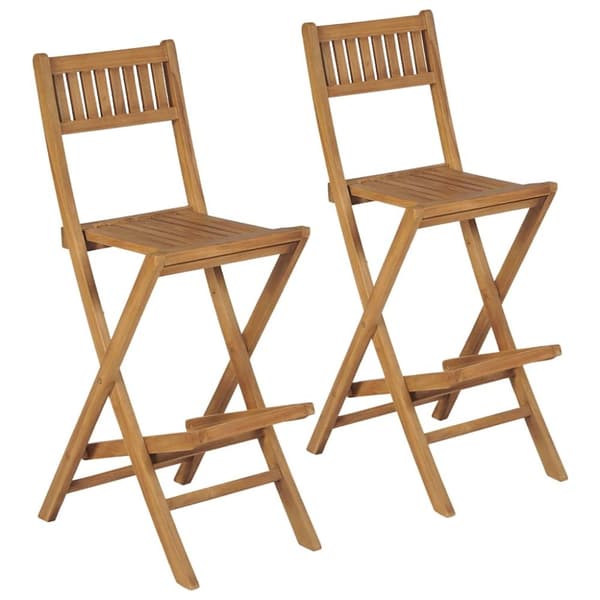 Hopfällbara barstolar 2 st massiv teak