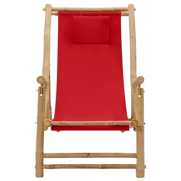 Solstol bambu och kanvas röd