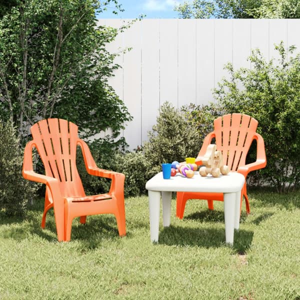 Trädgårdsstolar 2 st för barn orange 37x34x44 cm PP träutseende