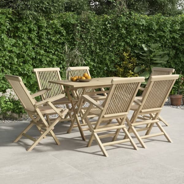 Hopfällbara trädgårdsstolar 6 st grå 56x61x89 cm massiv teak