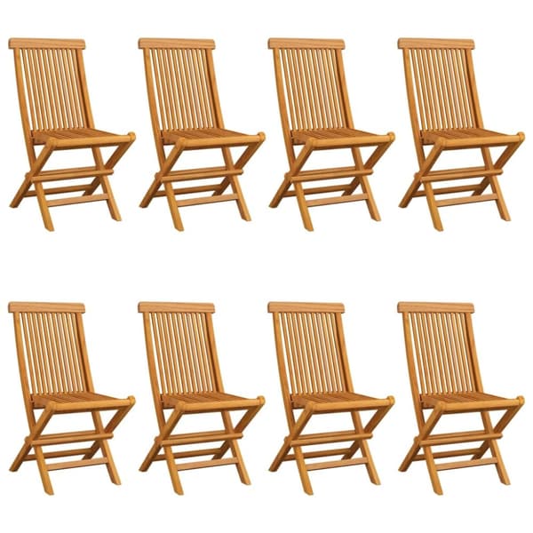 Trädgårdsstolar med gräddvita dynor 8 st massiv teak