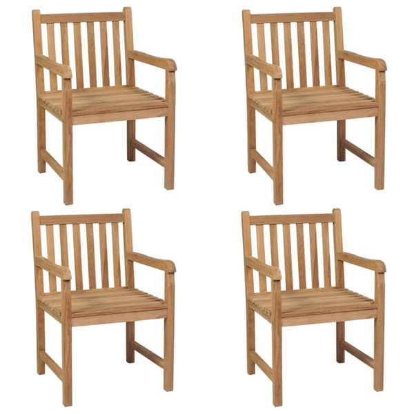 Trädgårdsstolar med gräddvita dynor 4 st massiv teak