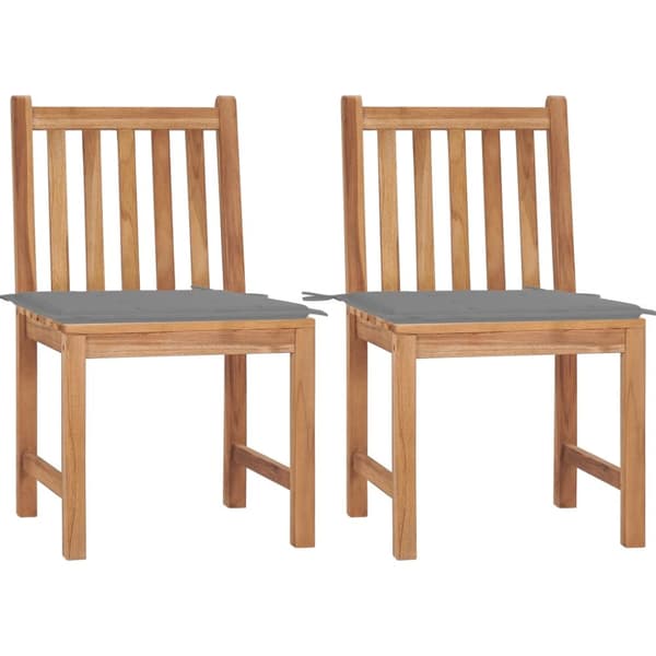 Trädgårdsstolar 2 st med dynor massiv teak
