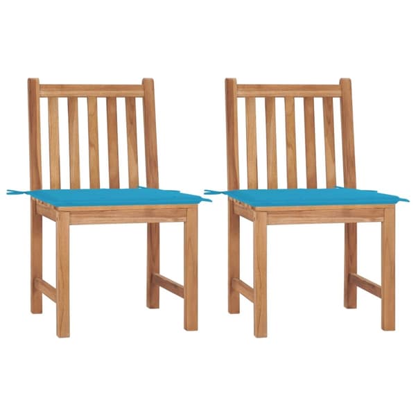 Trädgårdsstolar 2 st med dynor massiv teak