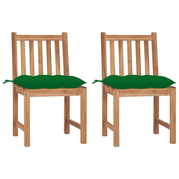 Trädgårdsstolar 2 st med dynor massiv teak