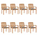 Miniatyrbild 1 av 2: Stapelbara trädgårdsstolar med dynor 8 st massiv teak