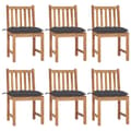 Miniatyrbild 1 av 2: Trädgårdsstolar 6 st med dynor massiv teak