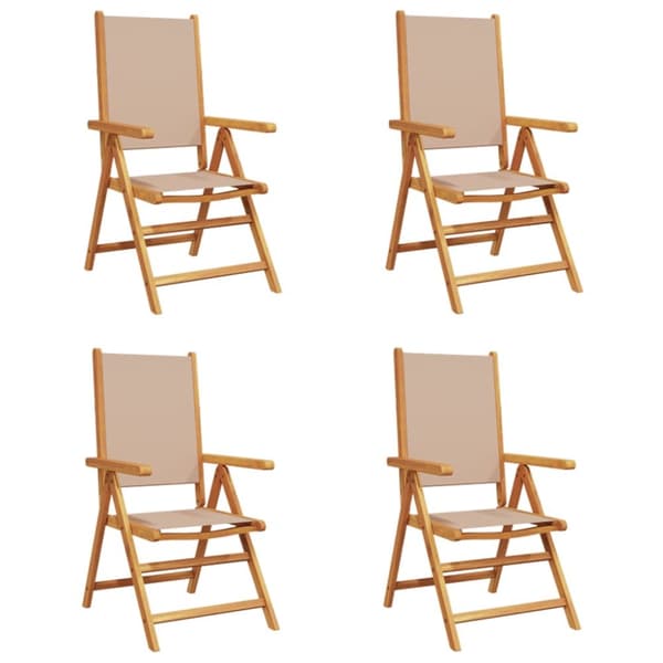 Justerbara trädgårdsstolar 4 st taupe tyg och massivt trä
