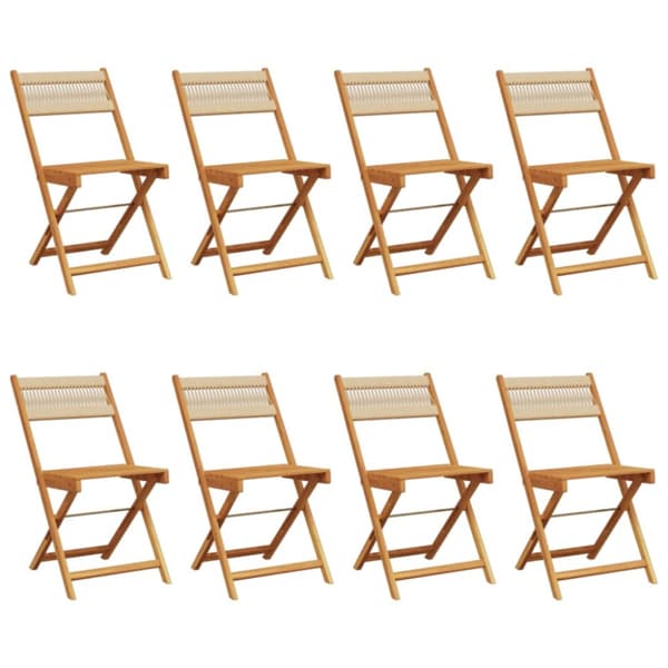 Hopfällbara trädgårdsstolar 8 st beige massivt akaciaträ