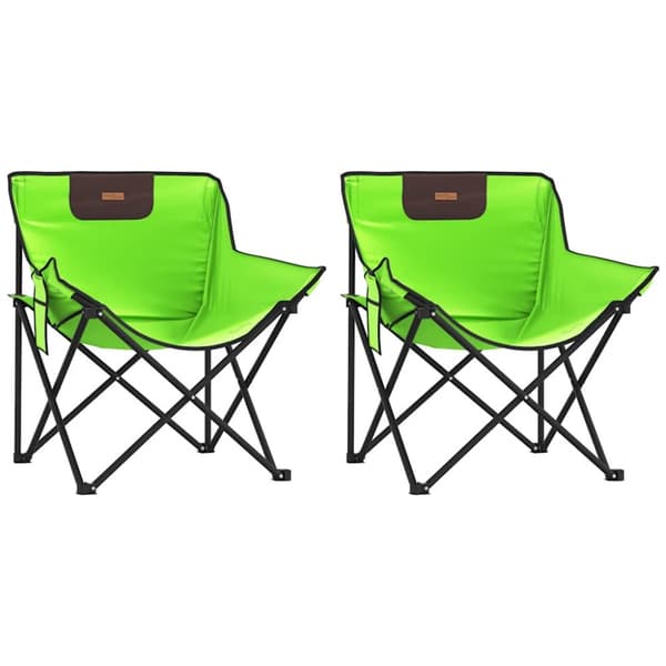 Campingstolar med ficka fällbar 2 st grön