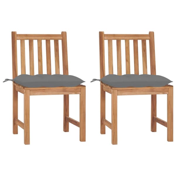Trädgårdsstolar 2 st med dynor massiv teak