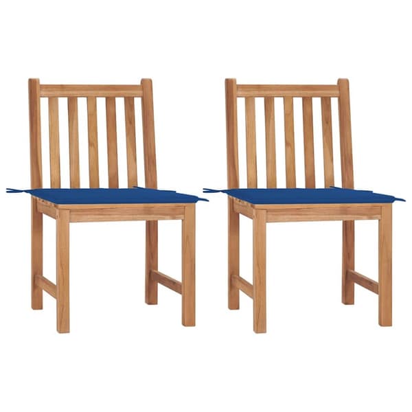 Trädgårdsstolar 2 st med dynor massiv teak