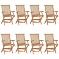 Miniatyrbild 2 av 2: Trädgårdsstolar med beige dynor 8 st massiv teak