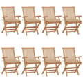 Miniatyrbild 1 av 2: Trädgårdsstolar med beige dynor 8 st massiv teak