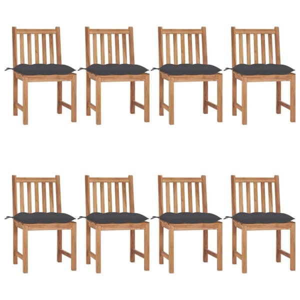 Trädgårdsstolar 8 st med dynor massiv teak