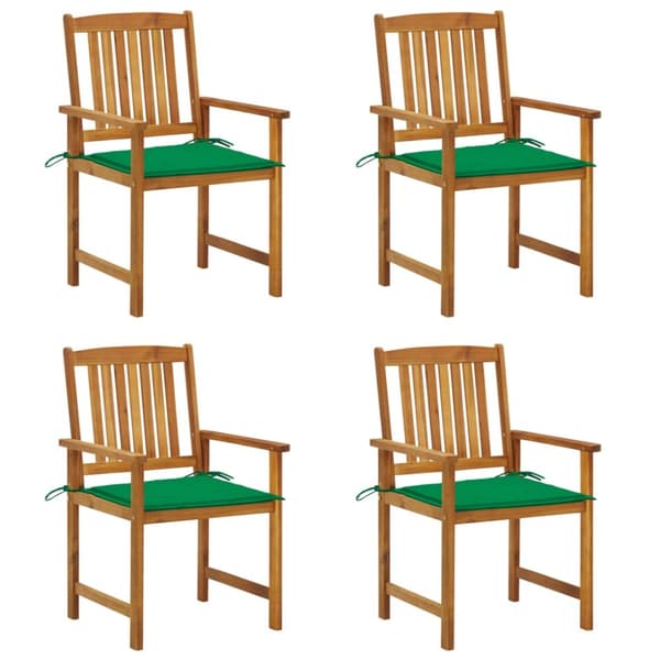 Trädgårdsstolar med dynor 4 st massivt akaciaträ