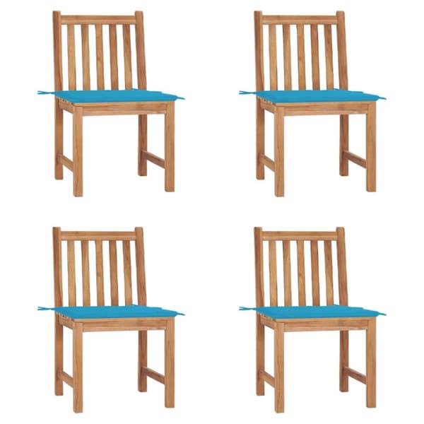 Trädgårdsstolar 4 st med dynor massiv teak