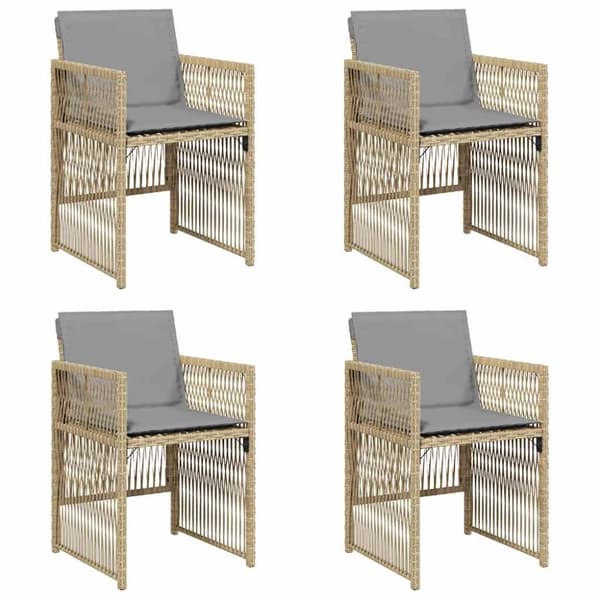 Trädgårdsstolar med dynor 4 st blandad beige konstrotting