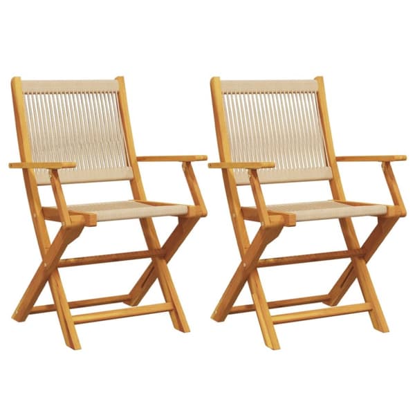 Trädgårdsstolar 2 st beige massivt akaciaträ och polypropen