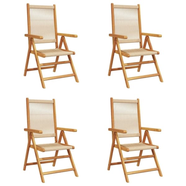 Justerbara trädgårdsstolar 4 st beige massivt akaciaträ