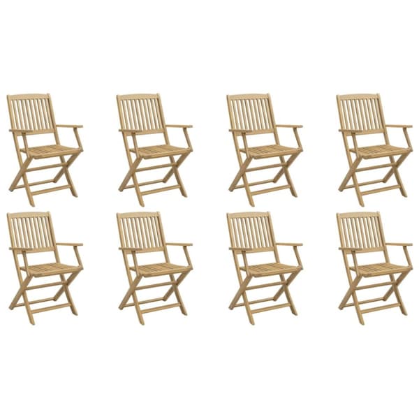 Hopfällbara trädgårdsstolar 8 st 54,5x58x90cm massivt akaciaträ
