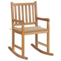 Miniatyrbild 1 av 2: Gungstol med beige dyna massiv teak