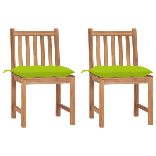 Trädgårdsstolar 2 st med dynor massiv teak