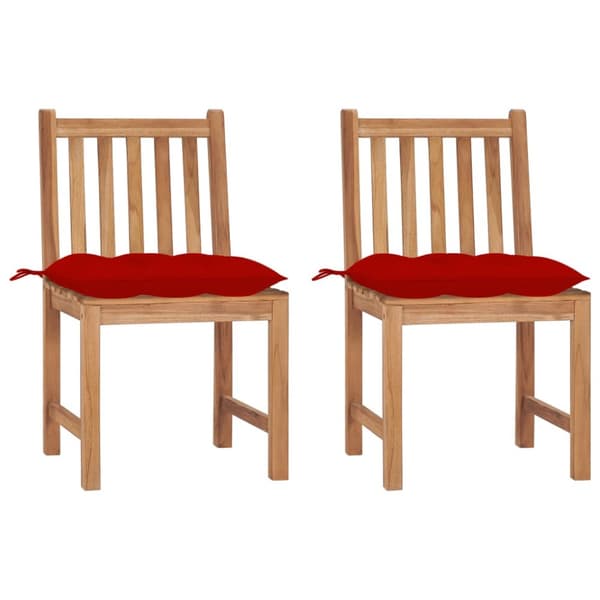 Trädgårdsstolar 2 st med dynor massiv teak