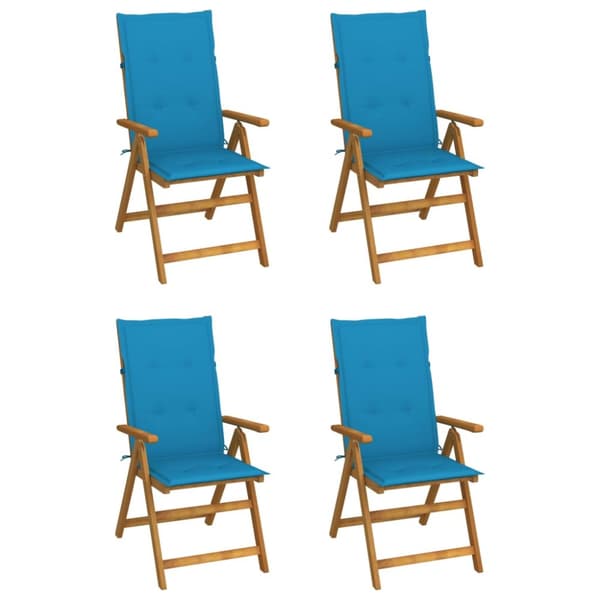 Fällbara trädgårdsstolar med dynor 4 st massivt akaciaträ
