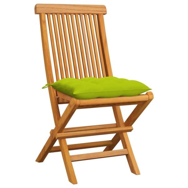 Trädgårdsstolar 6 st med ljusgröna dynor massiv teak