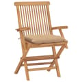 Miniatyrbild 2 av 2: Trädgårdsstolar med beige dynor 4 st massiv teak