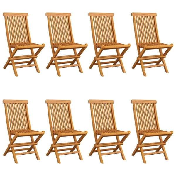 Trädgårdsstolar med beige dynor 8 st massiv teak