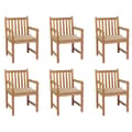 Miniatyrbild 1 av 2: Trädgårdsstolar 6 st med beige dynor massiv teak