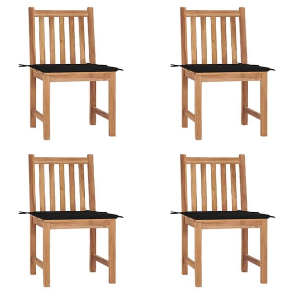 Trädgårdsstolar 4 st med dynor massiv teak