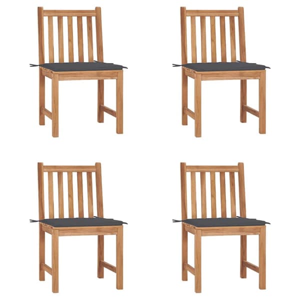 Trädgårdsstolar 4 st med dynor massiv teak