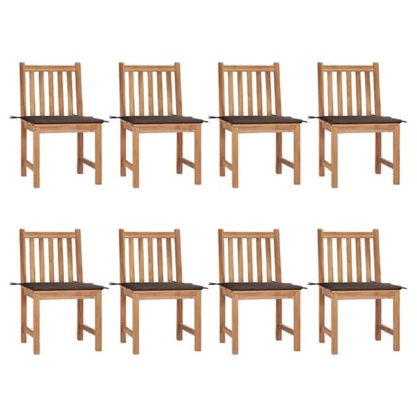 Trädgårdsstolar 8 st med dynor massiv teak