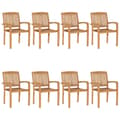 Miniatyrbild 2 av 2: Stapelbara trädgårdsstolar med dynor 8 st massiv teak