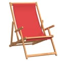 Miniatyrbild 2 av 2: Hopfällbar strandstol massiv teak röd