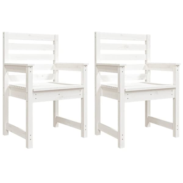 Trädgårdsstolar 2 st vit 60x48x91 cm massiv furu