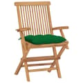 Miniatyrbild 2 av 2: Trädgårdsstolar med gröna dynor 4 st massiv teak