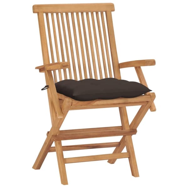Trädgårdsstolar med taupe dynor 4 st massiv teak