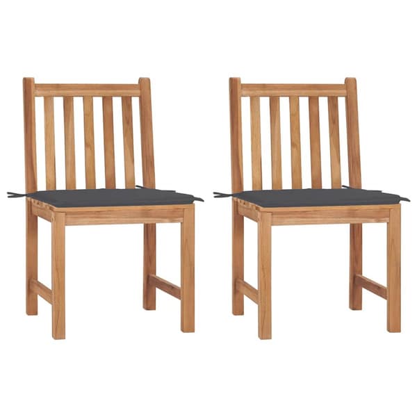 Trädgårdsstolar 2 st med dynor massiv teak