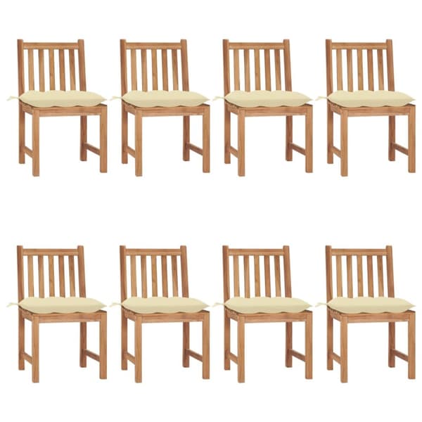 Trädgårdsstolar 8 st med dynor massiv teak