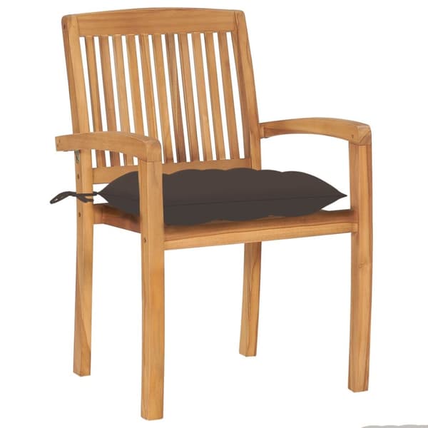 Trädgårdsstolar 2 st med taupe dynor massiv teak