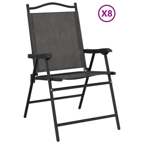 Hopfällbara trädgårdsstolar 8 st melange grå stål och textilene