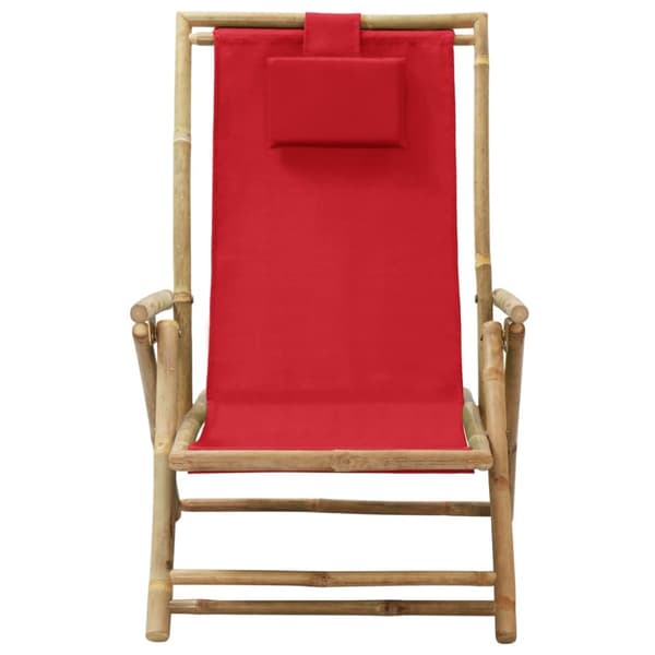 Reclinerstol röd bambu och tyg