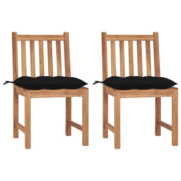 Trädgårdsstolar 2 st med dynor massiv teak